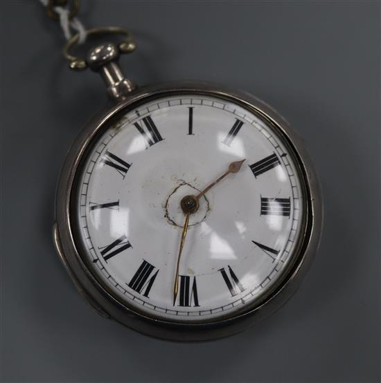 A George III silver pair-cased pocket watch, Buckmaster, Royston